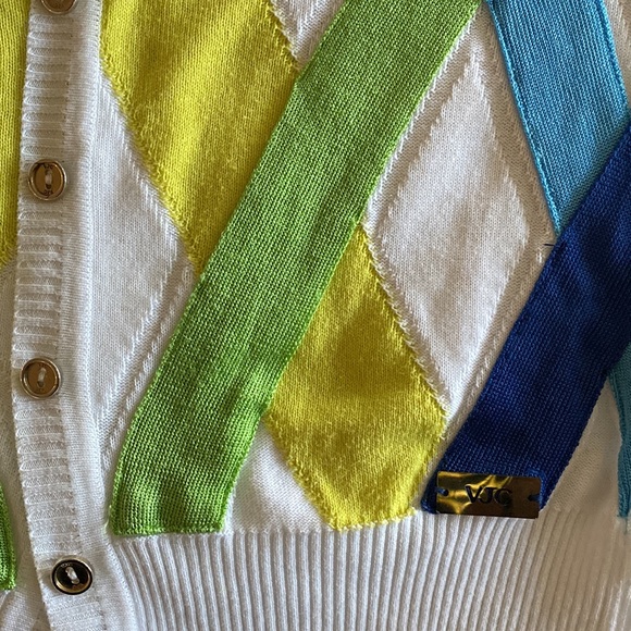 Versace jeans couture stripes knit sweater long sleeve classic cardigan buttons - Picture 11 of 11